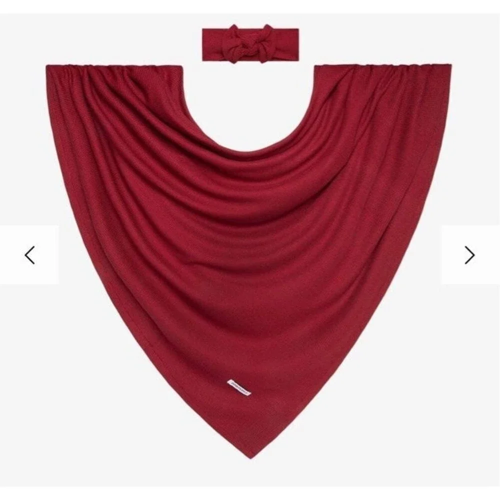 Posh Peanut Bamboo Bordeaux Waffle Swaddle with Headband Red Baby Blanket‎ NWT